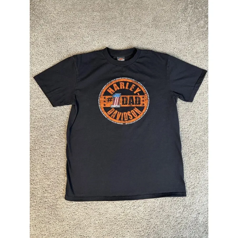 Harley-Davidson Shirt Mens L Black #1 Dad Graphic Crew Neck Cotton Tifton